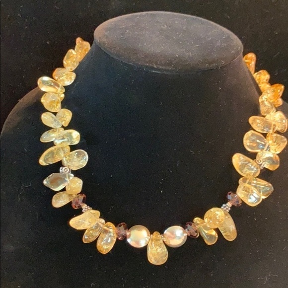 Citrine Tumbled Nugget Collar Necklace Artisan - Picture 4 of 15